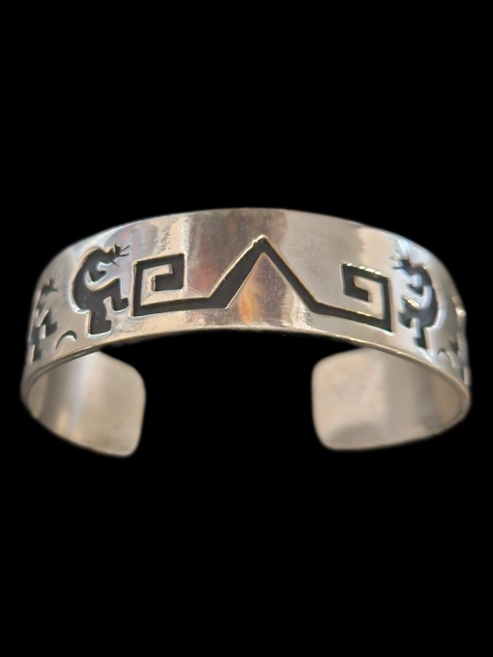 Vintage Mexican Sterling Silver 925 Kokopelli Cuff Bracelet Heavy 32.34g
